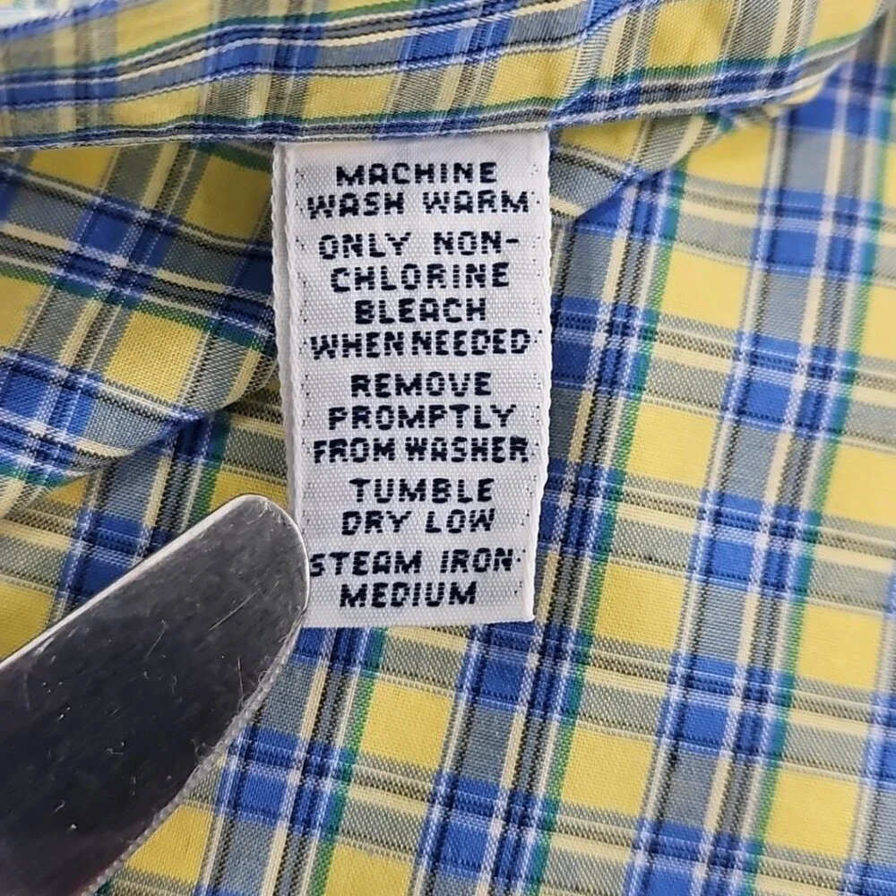 Ralph‎ Lauren Blake Shirt Men's L Yellow Blue Check 100% Cotton EUC Classic LS